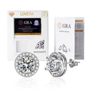 LOVETIA 1.0 Ct Anting Moissanite Bunga Perak 925 Sertifikat GRA BTED002