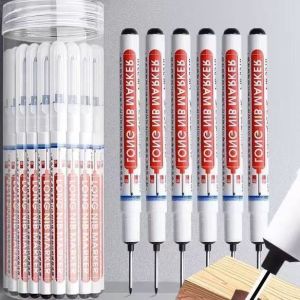 Long-head waterproof marker with deep hole and extended length - special construction site woodworking and tile marking pen - multi-purpose oil-based pen