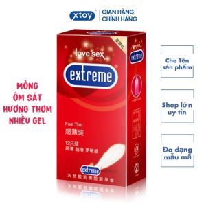 Bao cao su Extreme Fee Thinn siêu mỏng nhiều gel hương thơm ôm sát hộp 12bcs