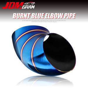JDMGRAM 50/55/63/73MM Stainless Steel Car Elbow Pipe Burnt Blue 45 Degree Universal Auto Exhaust Tips Muffler Bend Tube Fitting Automobile Replacement Accessories
