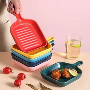 Plastic Serving Plate with Griddle Pasta Lasagna Dinner Nordic Baking Dish Tray Cookware for Home Restaurant