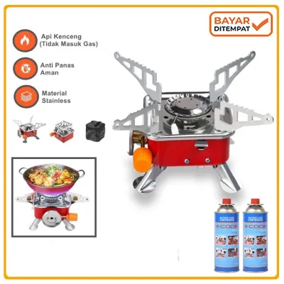 PAKET LENGKAP KOMPOR PORTABLE + GAS + PANCI MASAK CAMPING MODERN