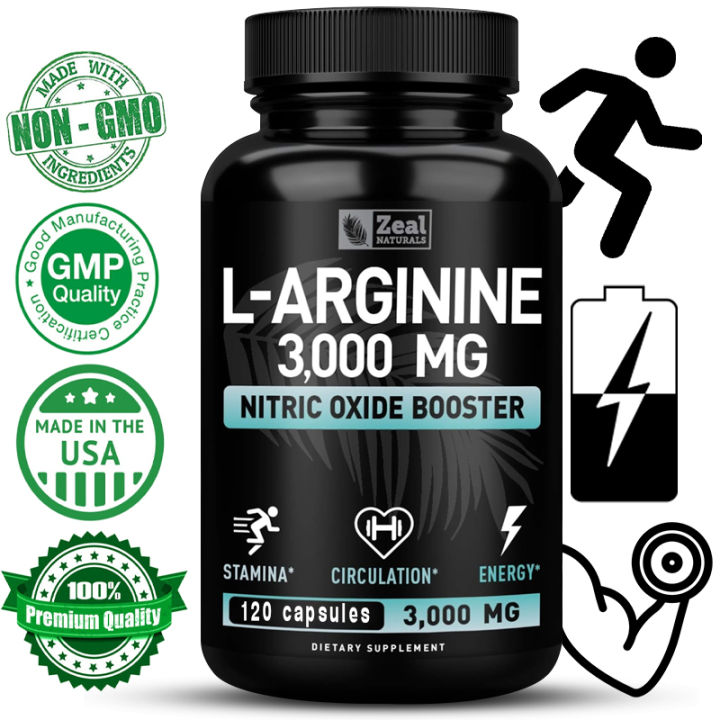 L-Arginine 3000 mg Max Dose L-Arginine Nitric Oxide Supplement ...