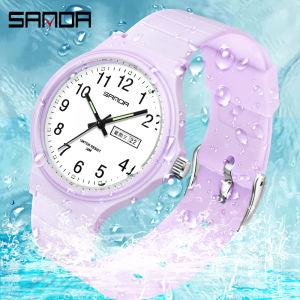 SANDA Top Brand Womens Watches Minimalism Style Ladies Quartz Wristwatch Fashion Waterproof Complete Calendar Clock Watch