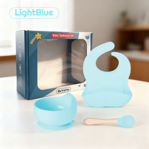 Bevavar 6in1 Peralatan Makan Bayi Silicon Hampers Newborn Baby Feeding Set Mangkok Sendok Anak Bayi Set