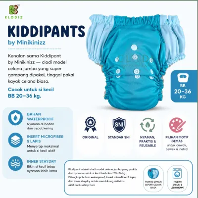 ORIGINAL Clody Klodiz Kiddipant/ Kiddipant Clodi Celana All In One Pempes Cuci Ulang