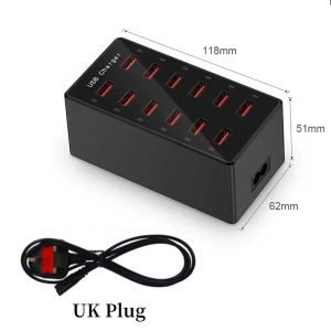 12 Port USB Charger Station Dock 5V 2.4A Multi USB Fast Charging Smart Wall Charger For Mobile Phone Laptop