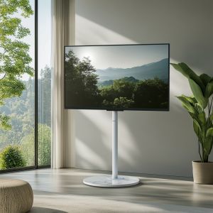 Modern White TV Floor Stand for 40-75 Inches Swivel Height Adjustable TV Mount