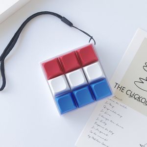 SIRENXI 9 nút Móc khóa bàn phím Hình vuông Máy kiểm tra trục Móc Khóa Bàn phím cơ Mới lạ Cảm giác Đồ chơi Nắp bàn phím Trẻ em người lớn