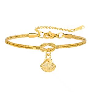 UNIITY Skyrim Starfish Shell Conch Starfish Charm Bracelet Gold silver Stainless Steel Ocean Beach Bracelet Fashion Adjustable Love Knot Bracelet Summer Accessory