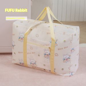 Janesame丨กระเป๋าเดินทางน่ารักขนาดใหญ่รูปกระต่ายสำหรับผู้หญิงกระเป๋าการ์ตูนแบบพกพามีซิปกระเป๋าเหมาะสำหรับการเดินทางระยะสั้นและของใช้จำเป็นสำหรับคุณแม่
