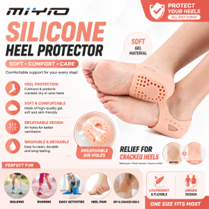 MIYIO 2PCS Silicone Heel Protector Men Women Relief Plantar Fasciitis Inserts Heel Pads Moisturizing Relief for Blister Cracked Foot Care