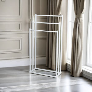 3 Layer Towel Rack Standing with Wheels Bathroom Towel Rack Standing Drying Rack Outdoor Clothes Rack Metal Bathroom Storage Organizer Space Savers for Bathroom Balcony