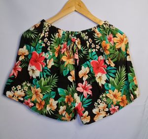PLUS SIZE WOMENS BOHO CHALLIS SHORTS XXL PLAINS | FLORALS