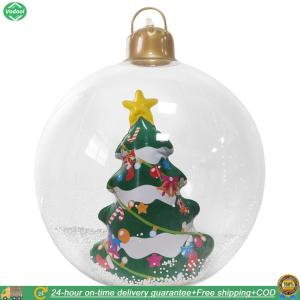 [Vodool Park City] Christmas Giant Inflatable Ball Ornaments W/ LED Light Outdoor Balloon Ornament Large PVC Decorated Ball Ornaments for Xmas Porch Lawn Yard Holiday