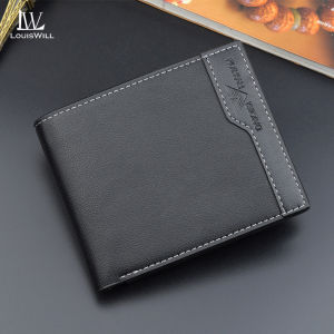 LouisWill Men Short Wallet Fashion PU Leather Business Casual Wallets Soft Leather Purse Travel Purses Coin Pouch ID Credit Cards Holders