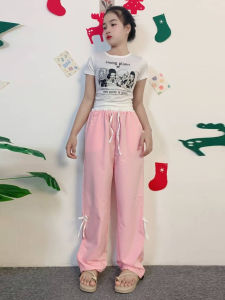 ชุดเซ็ตแฟชั่น เสื้อยืดแขนสั้น+กางเกงขายาว สไตล์สาวหวานสุดฮิต