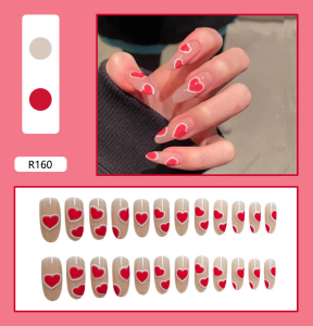 24pcs Fake Nails Set With Glue Long Fake Nails French Finger Art False Nails Artificial Design Nails New Arrival