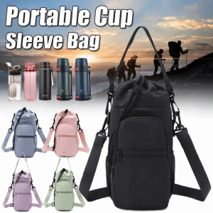 OKDEALS Adjustable Strap Thermos Cup Sleeve Insulated Crossbody Thermos Bottle Holder Portable Lightweight Water Bottle Bag for Outdoor Sports Travel