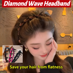 Womens High Hairline Water Diamond Headband Wave Shape Hair Accessory Fashionable Face Washing Special Use Hairband Fashion Toothed Non-Slip Hair Hoops  Hair Clip Fringe Headwear 闪钻波浪发箍高颅顶
