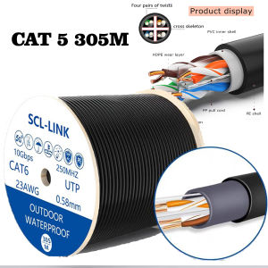 WJT CAT6 1000Mbps network cable flat  CAT6 Quality Outdoor UTP Ethernet LAN Cable 305m CCTV Network  Rj45 CCA Material