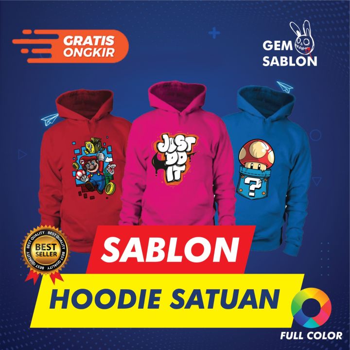 Custom Sablon Jaket Hoodie Satuan Termurah DTF Full color PROMO