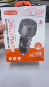 🔥Ready Stocks🔥abodos 60W Fast Car Charger PD30W QC3.0 Type-C USB Dual Port Quick Charge 12-24V AS-GS22