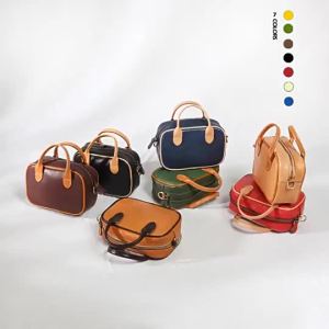 New South Wind womens handbag made of top-layer cowhide vegetable-tanned small square bag handbag with contrasting colors shoulder and crossbody bag