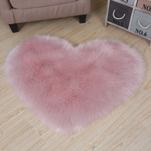 Nicole Heart Shape Fluffy Plush Carpet Furry Faux Fur Rug Imitation Wool Tatami Non-slip Floor Mat Carpet for Bedroom Living Room Kids Room Sofa Cushion