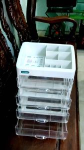 kệ đựng đồ trang điểm trang sức vật dụng nhỏ gia đình 5 tầng 4 ngăn kéo màu trong suốt hàng cao cấp hokori