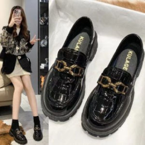 [Free Shipping] New Style Thick-Soled Loafers Round-Toe Small Leather Shoes Korean-Style Versatile Black Shoes Soft Leather WomenS Flats