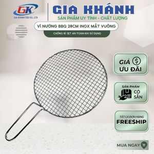 vĩ nướng vĩ nướng inox Vĩ Nướng BBQ 28cm Inox Mắt Vuông Bếp Than Hoa