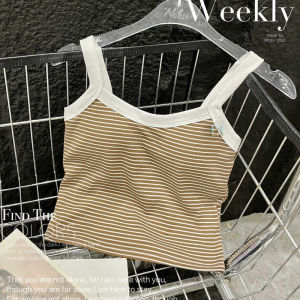 LNR Shop Tanktop Import Motif Strip Salur Garis Garis Modern Seamless Bra dengan Cup Busa Empuk Wanita Remaja Dewasa untuk Olahraga Lari Yoga Dirumah BH Dalaman Sport Bra Kasual Tanpa Lengan Tanpa Kawat Crop Top Kamisol