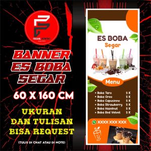 Banner Es Boba / Spanduk Es Boba / Banner Minuman / Banner kustom ukuran 60 x 160 cm