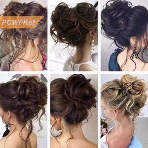 【PCWFKef】 Tổng hợp xoăn Bun lộn xộn Claw chignon Clip đàn hồi tóc scrunchies hairpieces Donut updo tóc miếng đối với phụ nữ