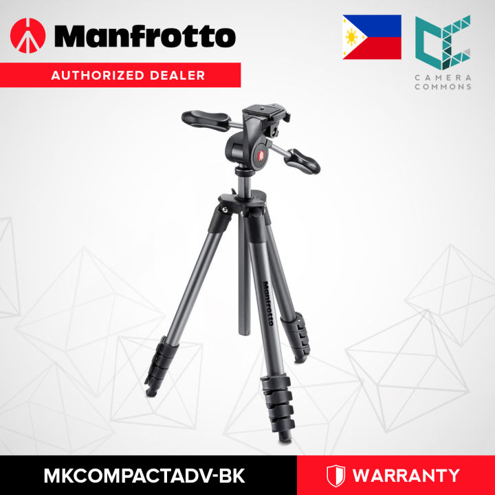 Manfrotto MKCOMPACTADV-BK Tripod Aluminum Alloy with 3-Way Head