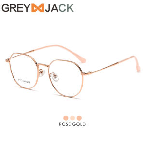 Grey Jack Frame Kacamata Bahan Titanium Model Oval Ringan Kokoh Fashion Pria Wanita  Bisnis Style Simple Ringan Bisa Minus Antiradiasi Bluecromic 98566