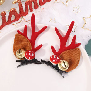 【♡Lovely girls house♡】Christmas Antler Bells Hair Clip for Women Girls Deer Ear Party New Year Festival Hair Accessories