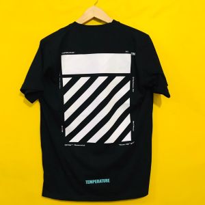 T Shirt Hitam OFF WHITE CUTE OF Over Size (Graphic Gradasi temperatur) L & XL big size OFF01WH2