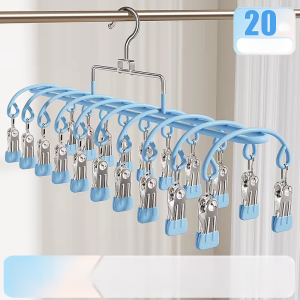 ✨ราวตากถุงเท้าสแตนเลส 20 คลิปอเนกประสงค์ / ราวตากถุงเท้าและชุดชั้นในแบบอเนกประสงค์สำหรับใช้ในครัวเรือน / ประหยัดพื้นที่และป้องกันสนิม