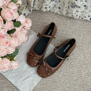 34Soft Ballet Mary Jane Shoes Womens Silver Flat Bottom French Style Cal Loafers Slip-On round Toe Fashionable Flats