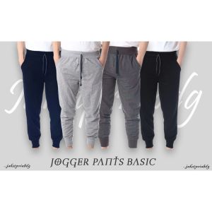 Celana Jogger Training - Pants Polos Pria Wanita Bahan Baby Terry