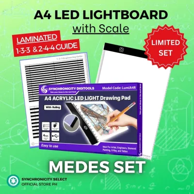 Synchronicity Digitools LUMIA+ Series - A4 A3 A5 LED Light Pad - 3-Color Mode ANTI-GLARE & BLUE-LIGHT Protection - Dimmable USB Tracing Board for Drafting Drawing Engineering Architecture Plates | Safely Wrapped | LUMIA3+ LUMIA4+ Synchronicity Select