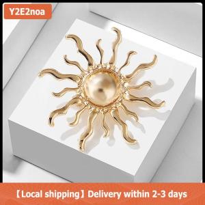 【Local shipping】 Fashion Personality Sun Flower Brooches Pin For Women Clothing Jewelry Party Accessories