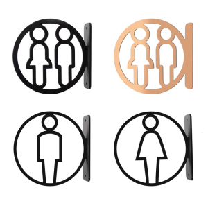 Stylish Restroom Wall Decoration Sign Acrylic Bathroom Signage Clear Washroom Marker for Offices Restaurants Hotel