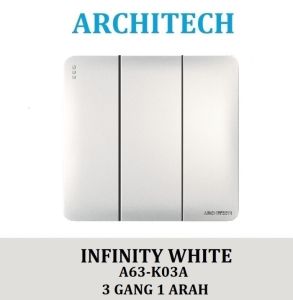 ARCHITECH INFINITY A63-K03A Sakelar/CETEKAN Lampu 3 Gang 1 Arah WHITE