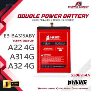 Baterai VIKING Double Power Original Samsung Galaxy A31 A32 A22 4G EB-BA315ABY A315 A325 Batre Batrai Battery HP Handphone SM-A315F SM-A325F Ori