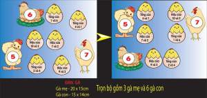Bộ: 3 gà mẹ 6 gà con handmade (Đồ Dùng Dạy Học MIKI) -  ( COMBO 2 BỘ )