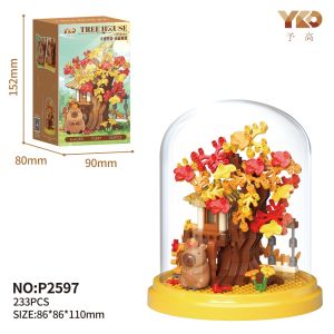 Cute Cartoon Tree House Flowers Building Blocks Toys 3D Model DIY Birthdays Gift for Girls Adult