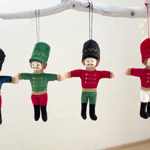 Classical Fabric Nut Cracker Soldier Figures Christmas Tree Hanging Ornaments Holiday Home Decoration